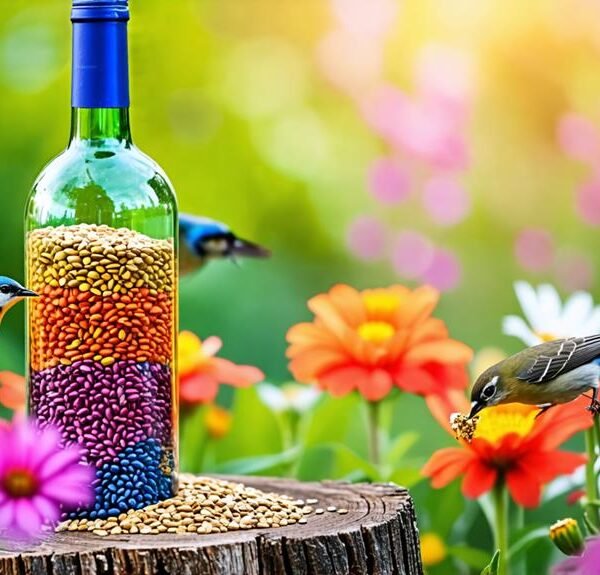 wine bottle bird feeder