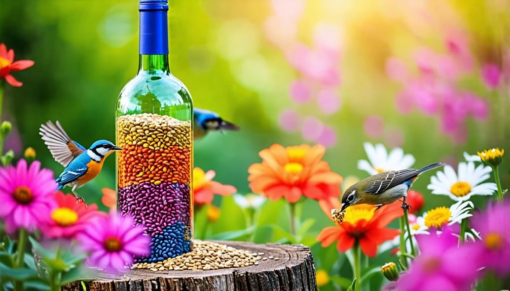 wine bottle bird feeder